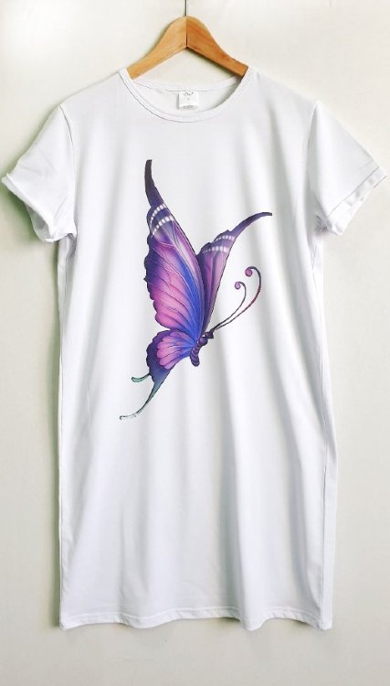 Платье-футболка с принтом, бабочка